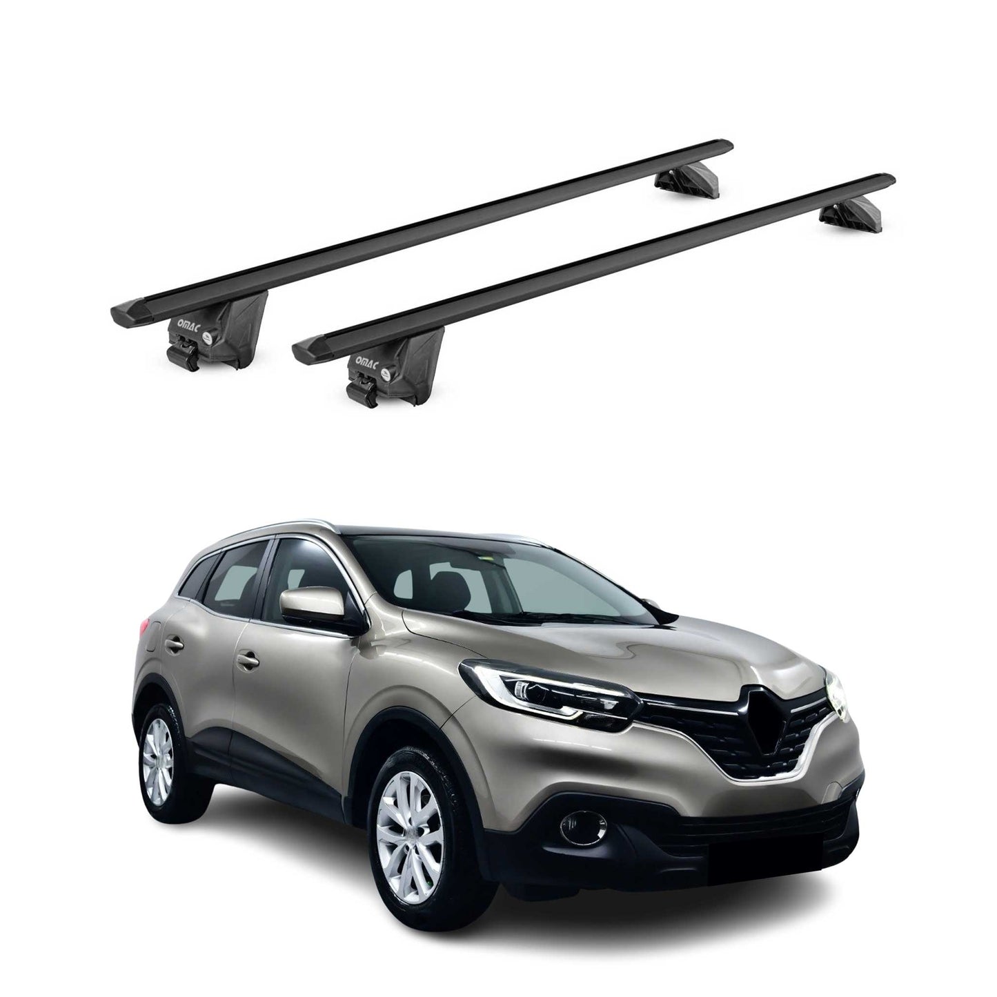 Portbagaj de plafon pentru Renault Kadjar 2015-2022 100kg aluminiu negru 2 piese ABE