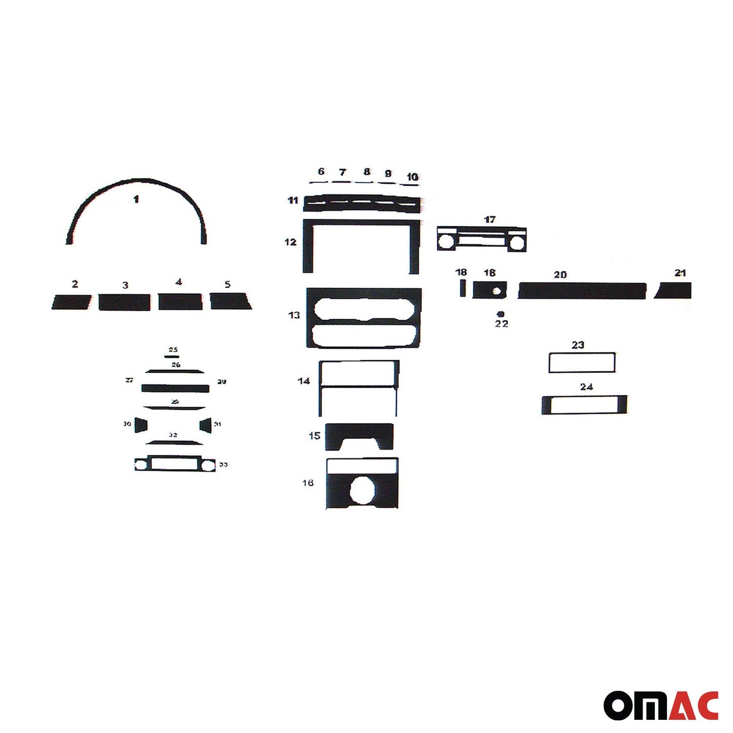 Innenraum Dekor Cockpit für Mercedes Sprinter W906 2006-2018 Aluminium Optik 33x