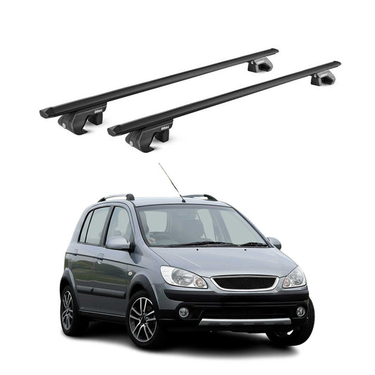 Portbagaj de plafon pentru Hyundai Getz Cross 2006-2011 90kg aluminiu negru 2x ABE