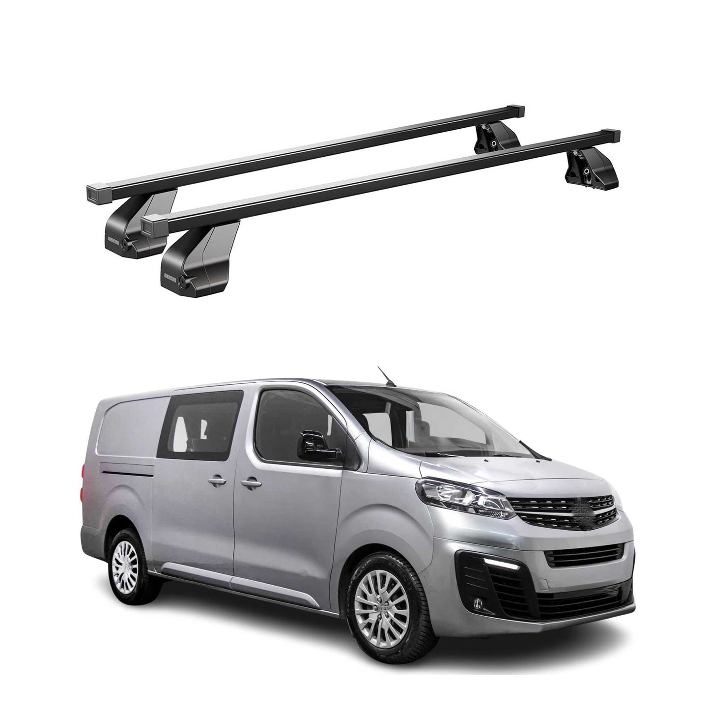 Menabo Dachträger Grundtäger für Opel E Combo 2018-2025 75kg Stahl Schwarz 2 tlg