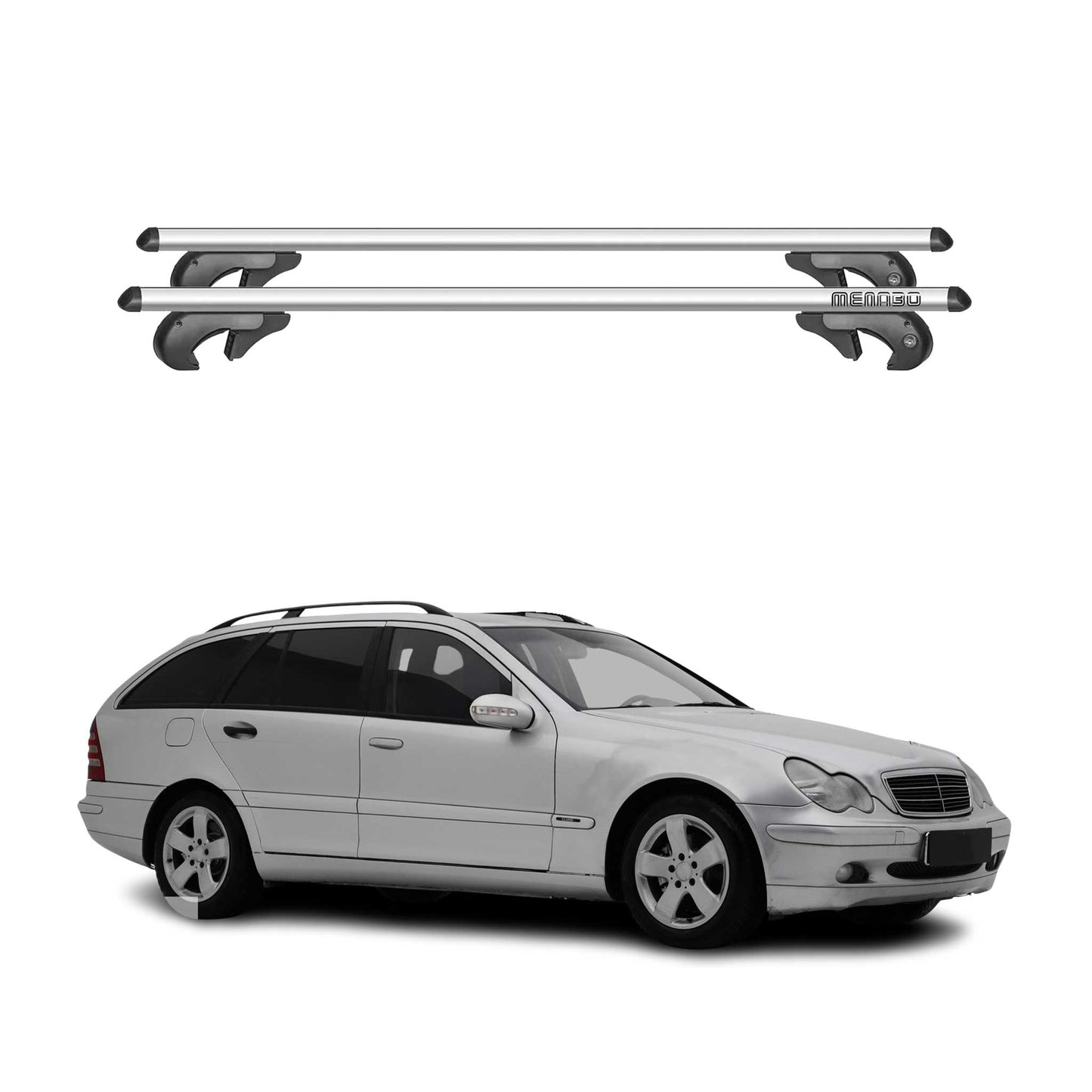 Menabo Dachträger für Mercedes C Klasse S203 T-Model 2000-2007 90kg Alu Grau 2x