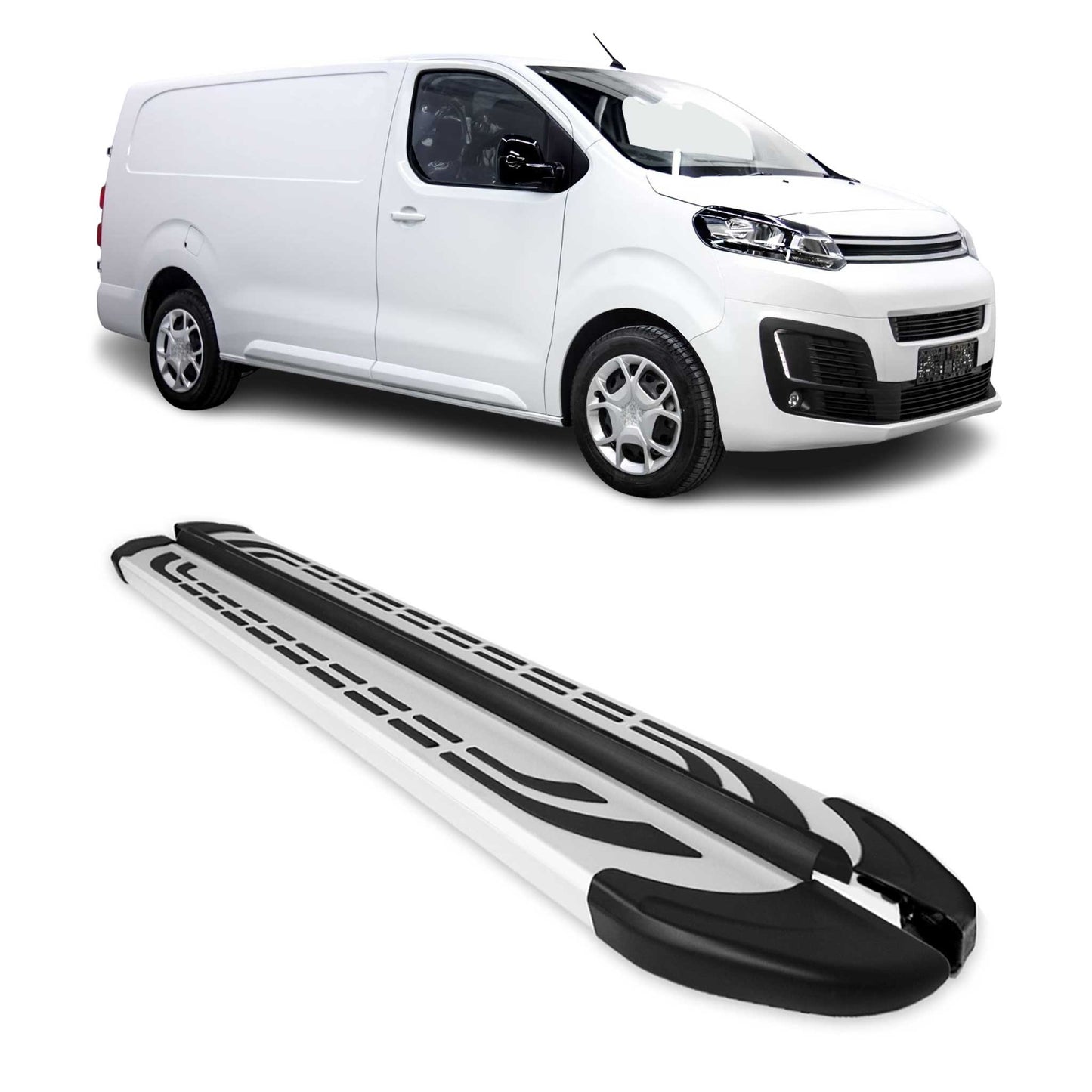 Praguri laterale/scări laterale pentru Citroen Jumpy 2016-2023 L2 L3 lungi din aluminiu, argintiu