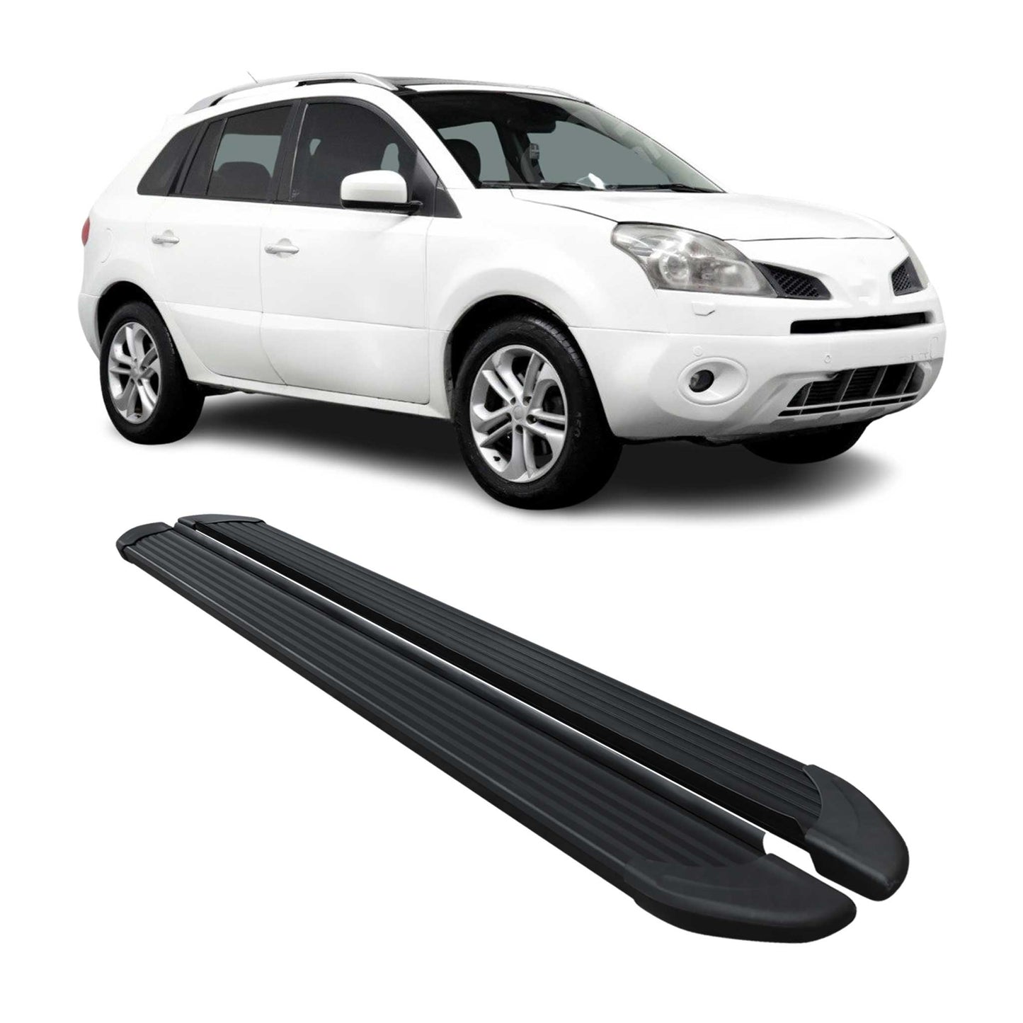 Seitenschweller Trittbretter Schweller für Renault Koleos 2007-2017 Alu Schwarz