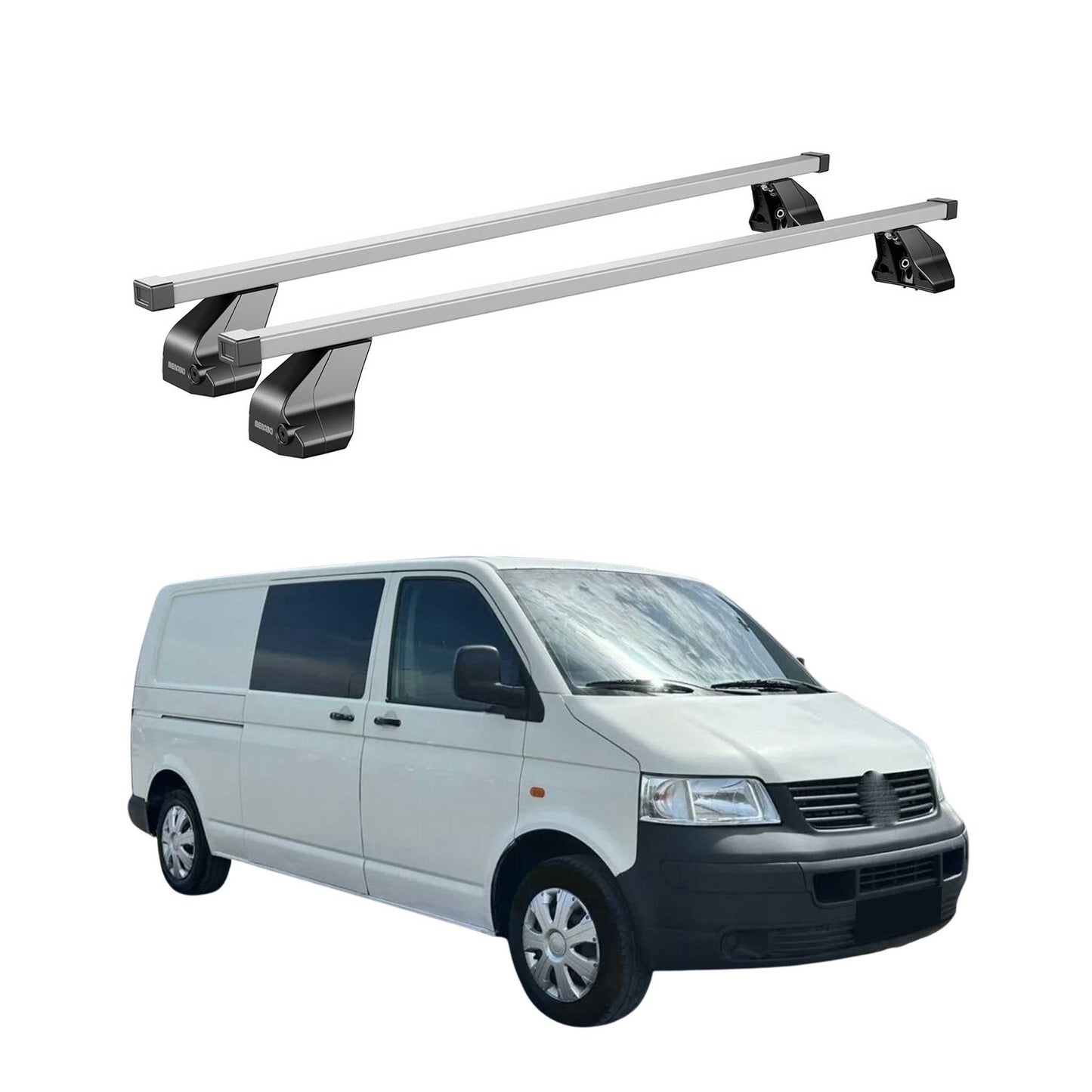 Menabo Dachträger Grundtäger für VW T5 Multivan 2003-2015 75kg Stahl Silber 2x