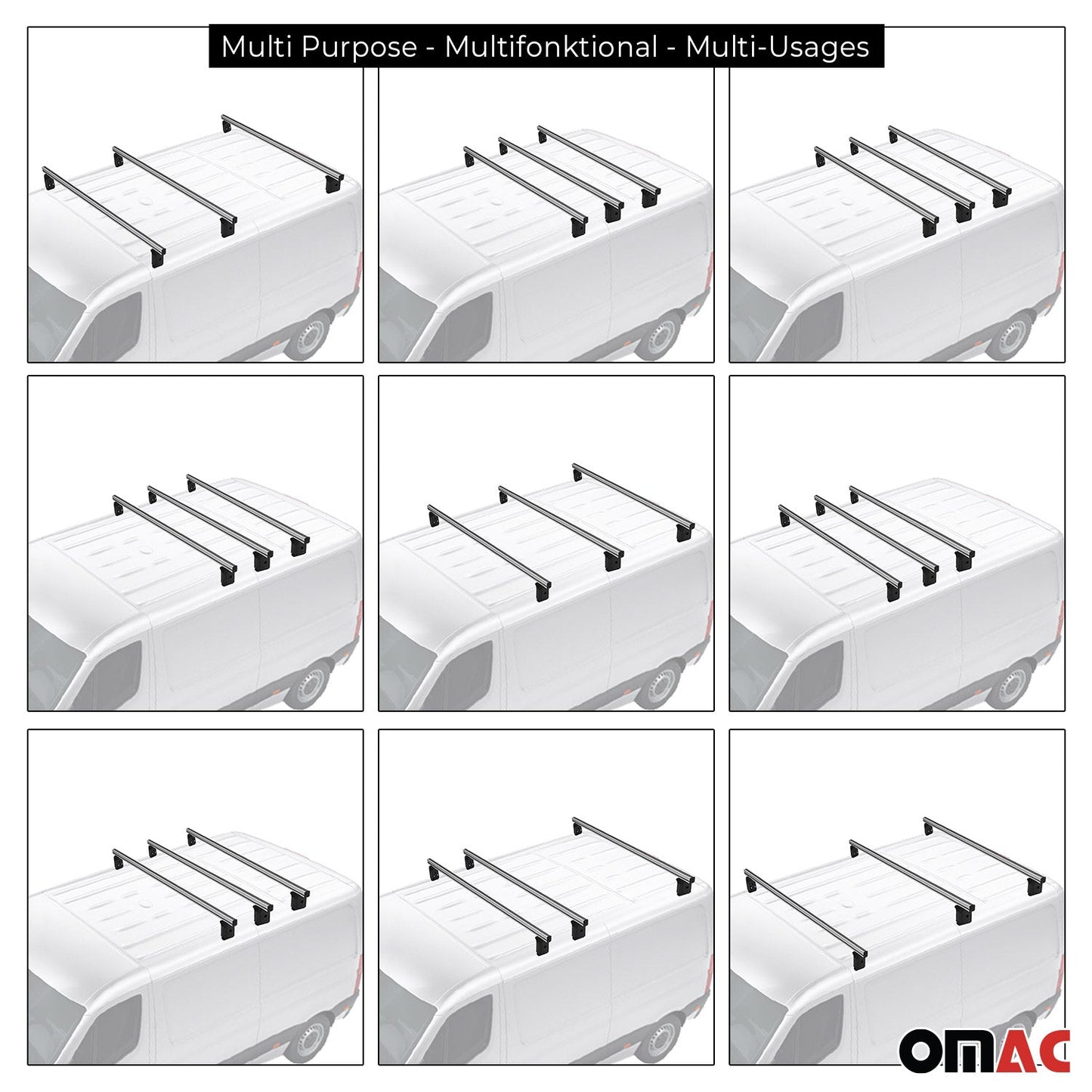 Belki dachowe Menabo do Renault Kangoo 2007-2020, kolor szary aluminiowy, 3x