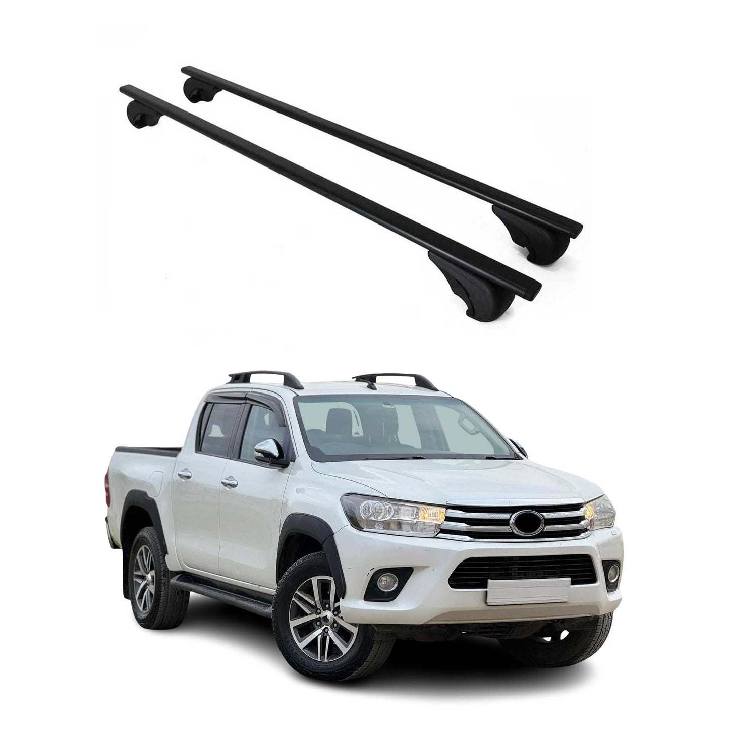 Dachträger Grundtäger für Toyota Hilux 2005-2025 75kg Metall Schwarz 2 tlg