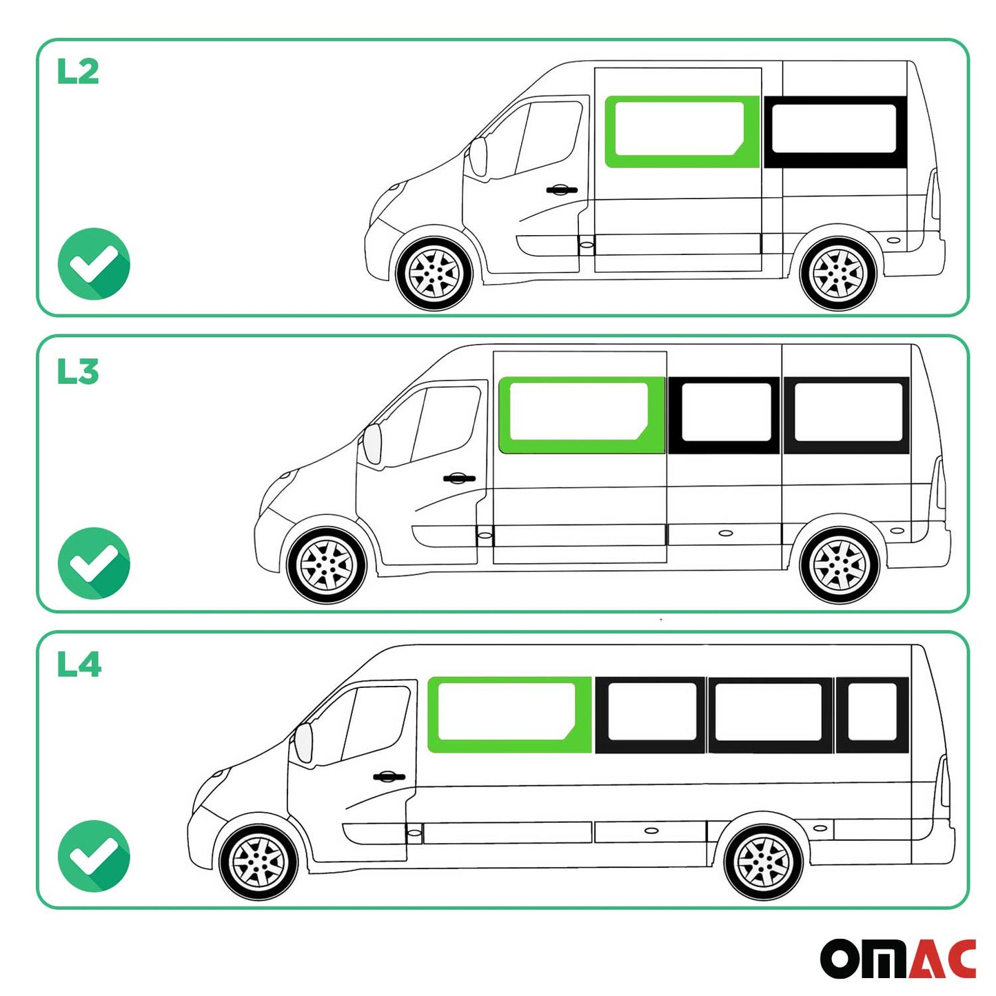 Seitenfenster Sicherheitsglas für Opel Movano 2010–2021 Links L2 L3 L4 H2