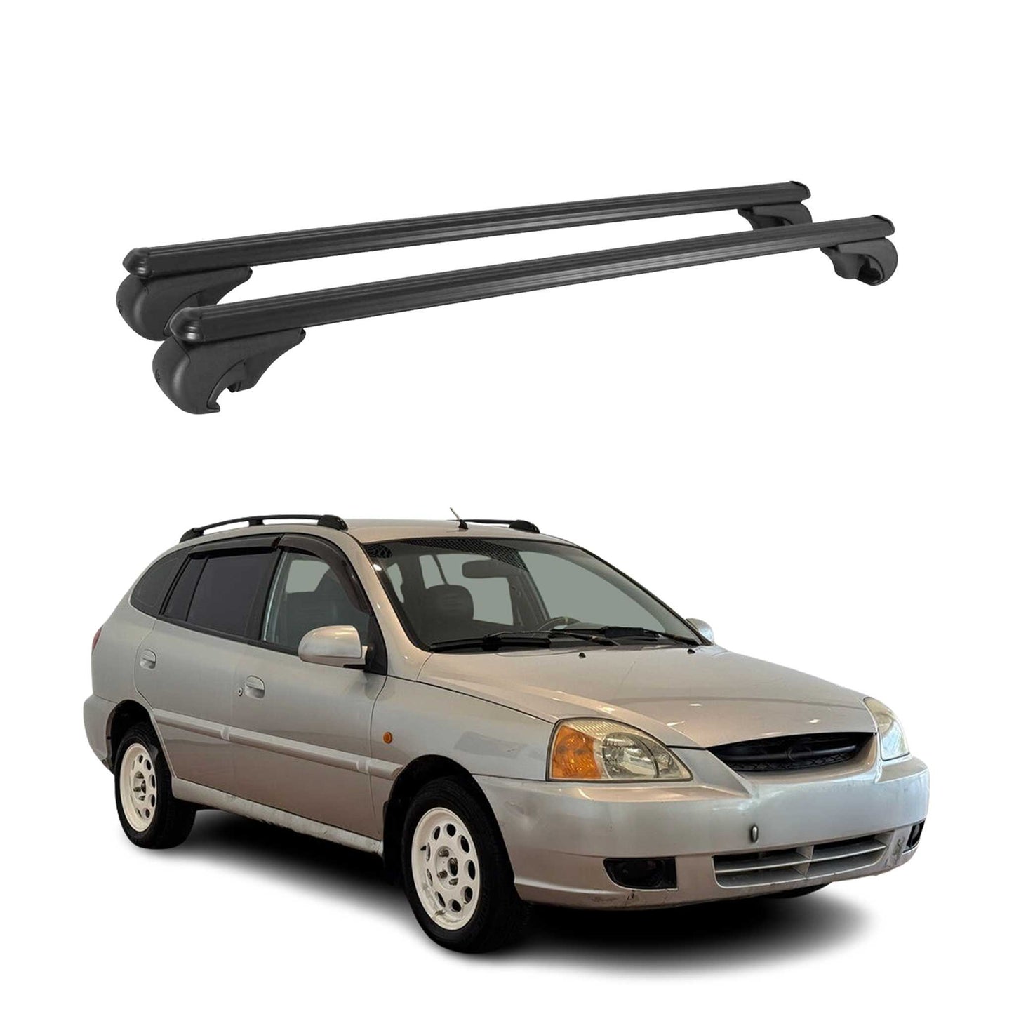 Dachträger für Kia Rio 2002-2005 Gepäckträger Grundträger Aluminium Schwarz 2tlg