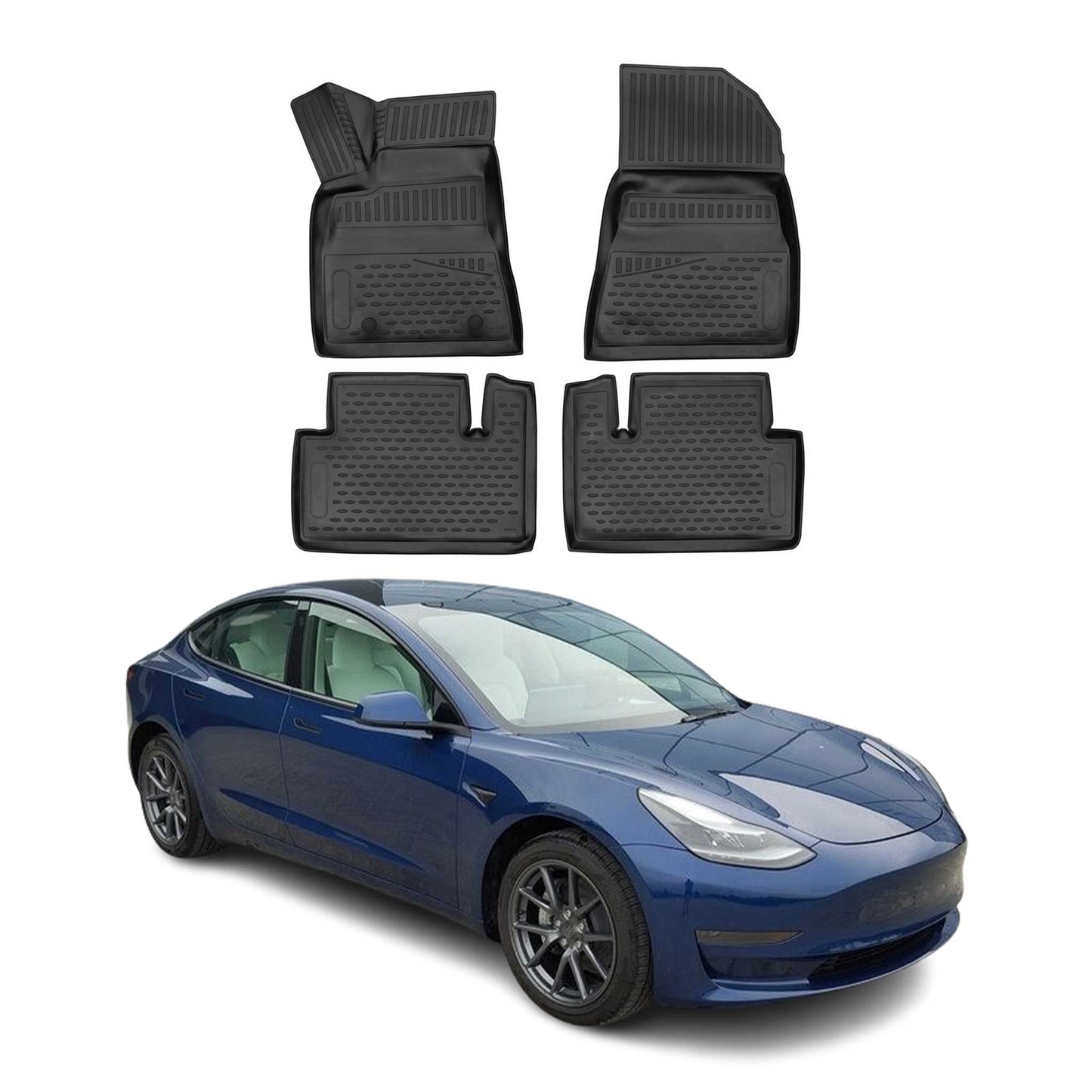 2017-2024 Tesla Model 3 Fußmatten TPE Schwarz 4 tlg