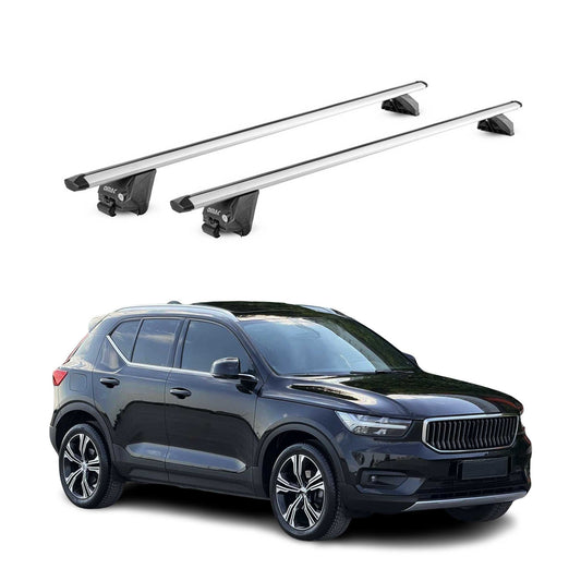 Portbagaj de plafon pentru Volvo XC40 2018-2025 100kg aluminiu argintiu 2 piese ABE