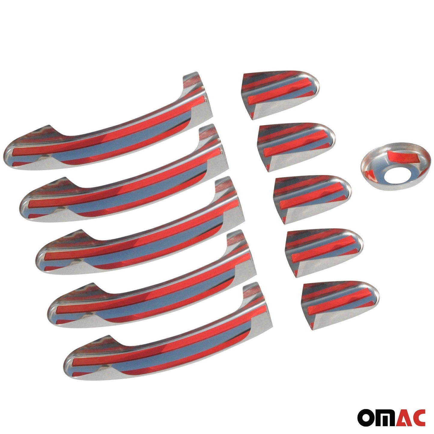 Nakładki na klamki drzwi, zaślepki na klamki drzwi do Forda Transita 2014-2025 5-drzwiowego, stal nierdzewna, 11x