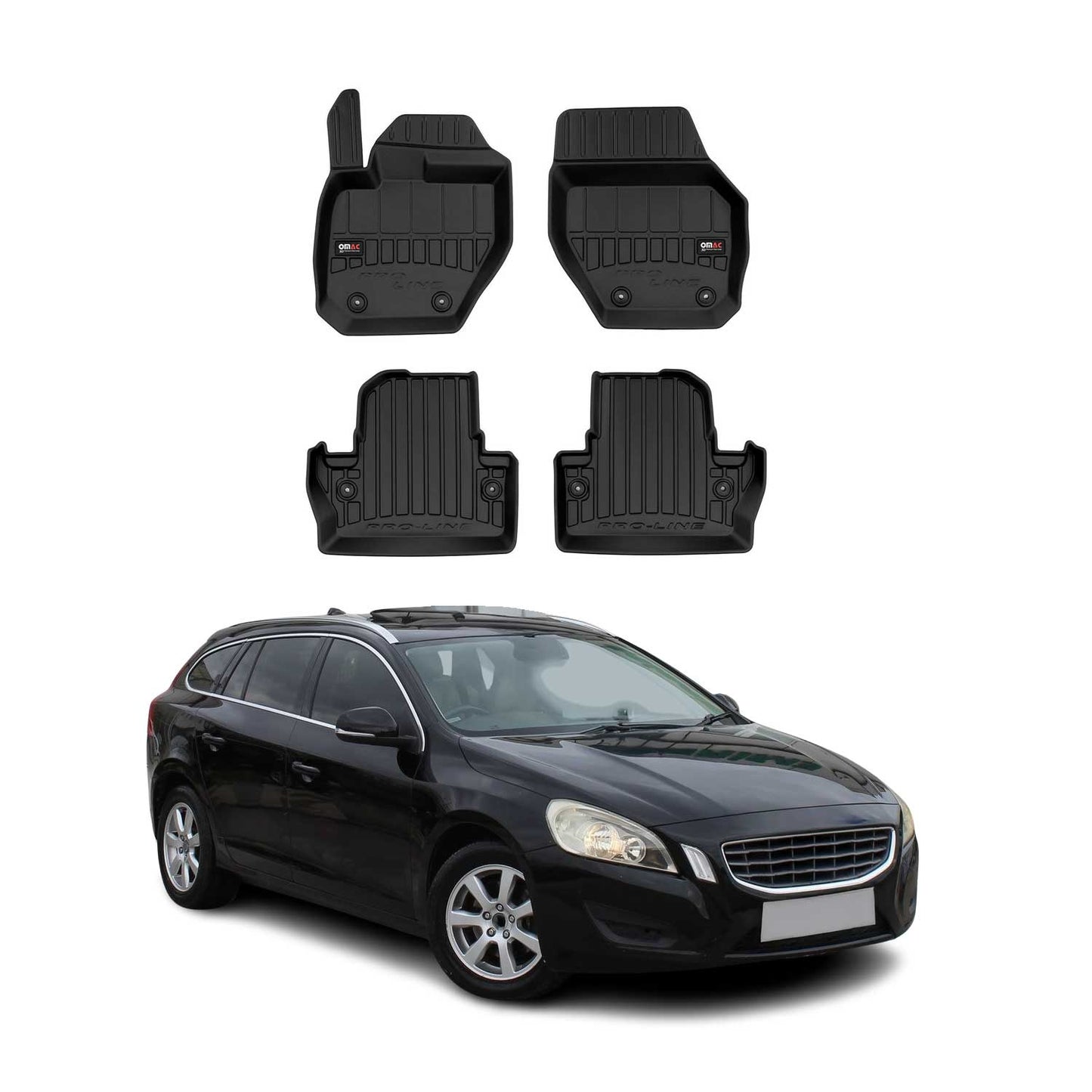 Covorașe auto Volvo V60 Cross Country 2014-2018, TPE, negre, 4 buc.