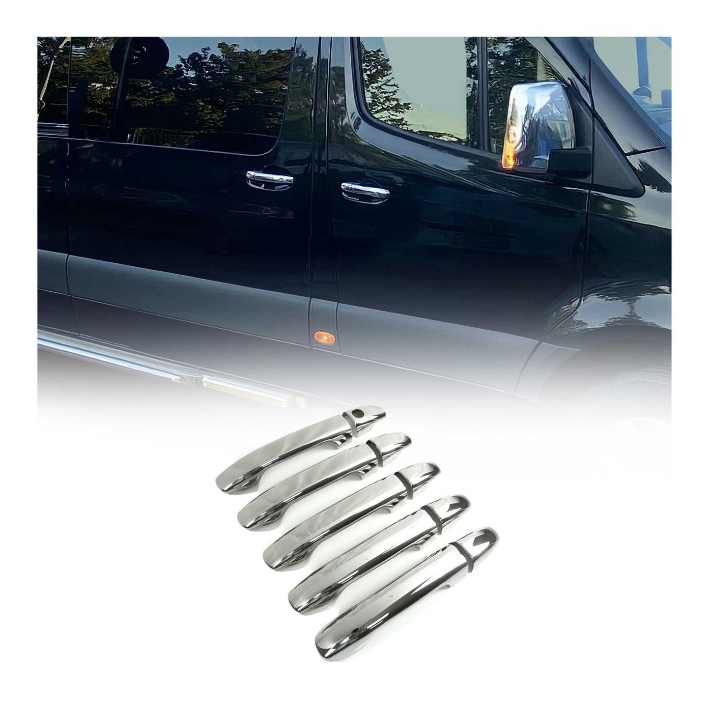 Capac mâner ușă cromat pentru Mercedes Sprinter 2018-2025 5 uși H1 oțel inoxidabil 10x