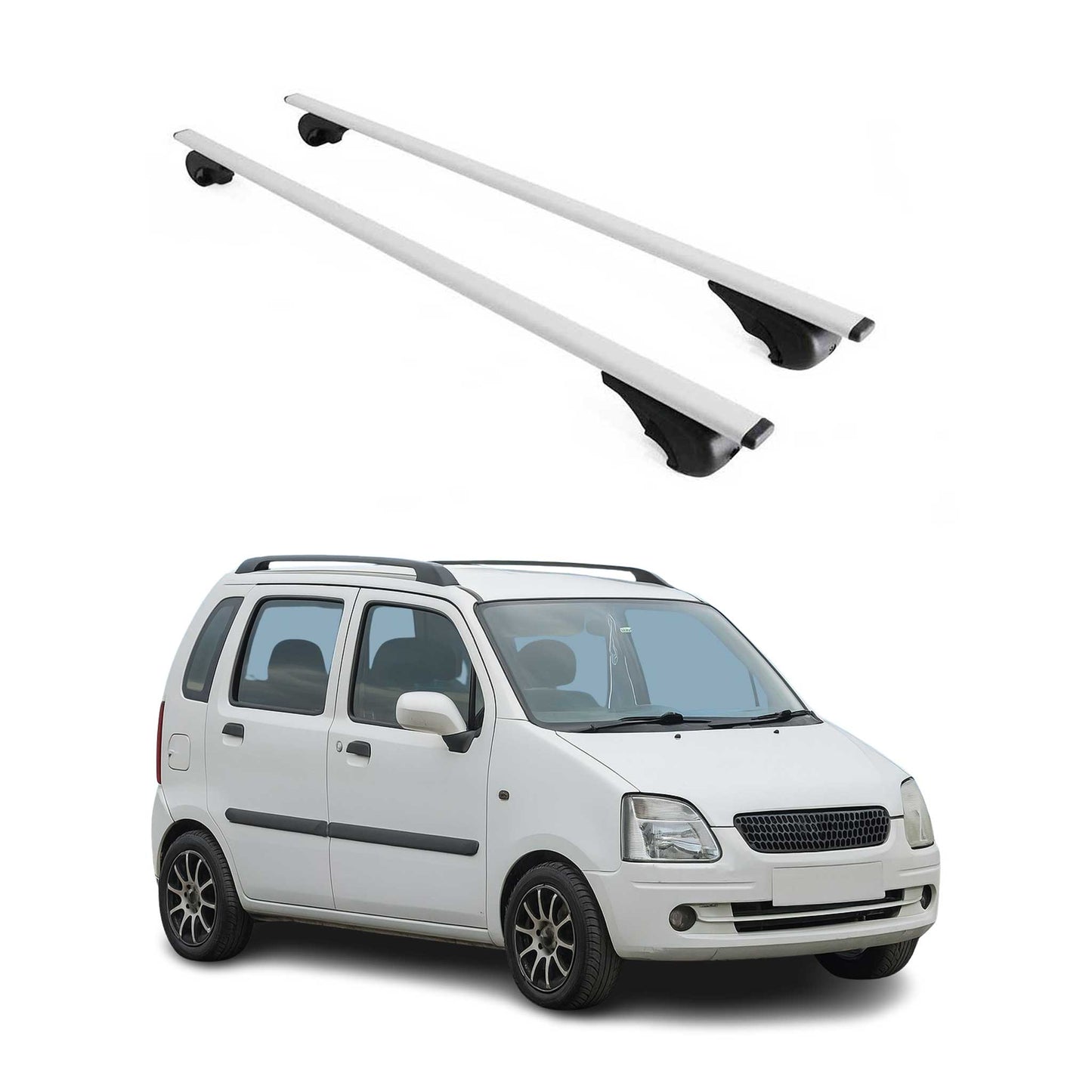 Portbagaj de plafon pentru Opel Agila 2000-2007 75kg metal argintiu 2 buc