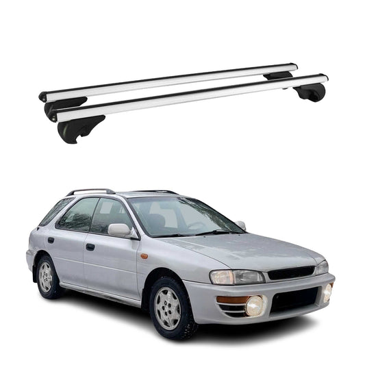 Portbagaj de plafon pentru Subaru Impreza mk1 Estate 1992-2000 75kg aluminiu argintiu 2x