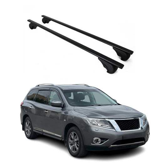 Portbagaj de plafon pentru Nissan Pathfinder 2013-2025 75kg, negru metalic, 2 buc.