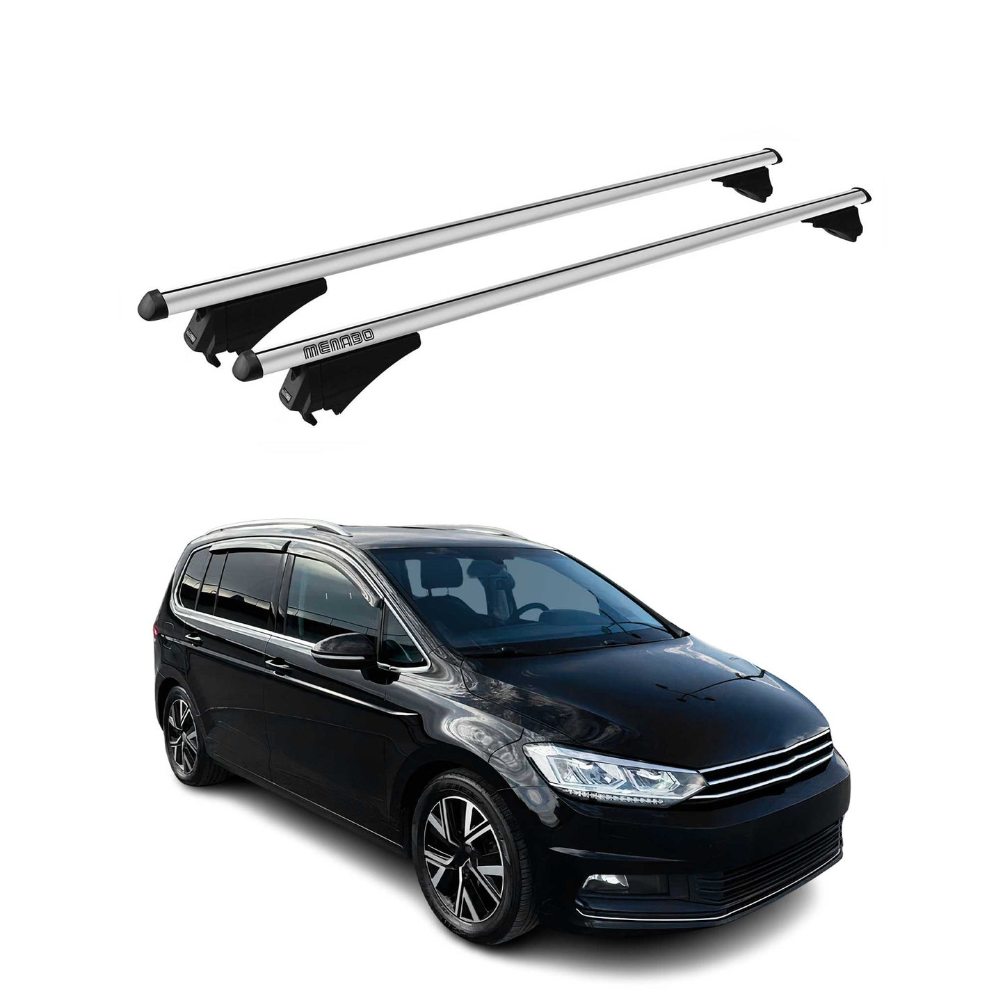 Menabo Dachträger Grundtäger für VW Touran mk2 2015-2025 75kg Aluminium Grau 2x