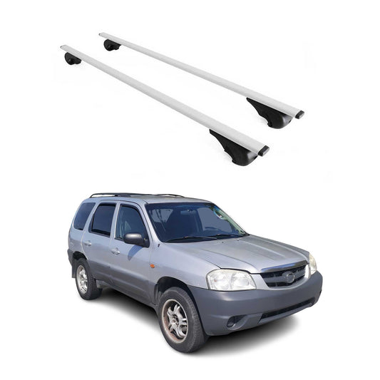 Portbagaj de plafon pentru Mazda Tribute 2001-2007 75kg metal argintiu 2 buc