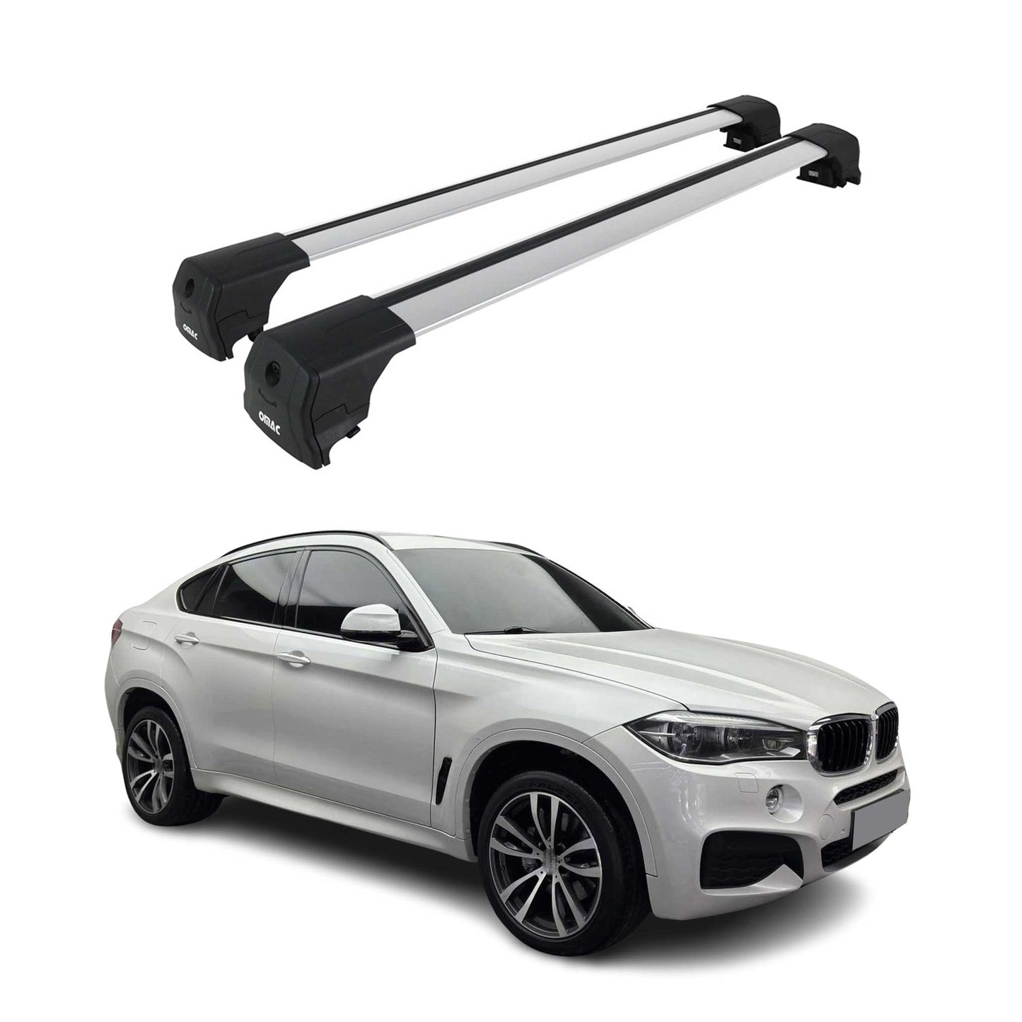 Portbagaj de plafon pentru BMW X6 F16 2014-2019 75kg aluminiu argintiu 2 buc