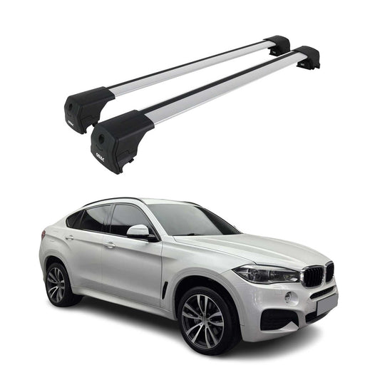 Portbagaj de plafon pentru BMW X6 F16 2014-2019 75kg aluminiu argintiu 2 buc