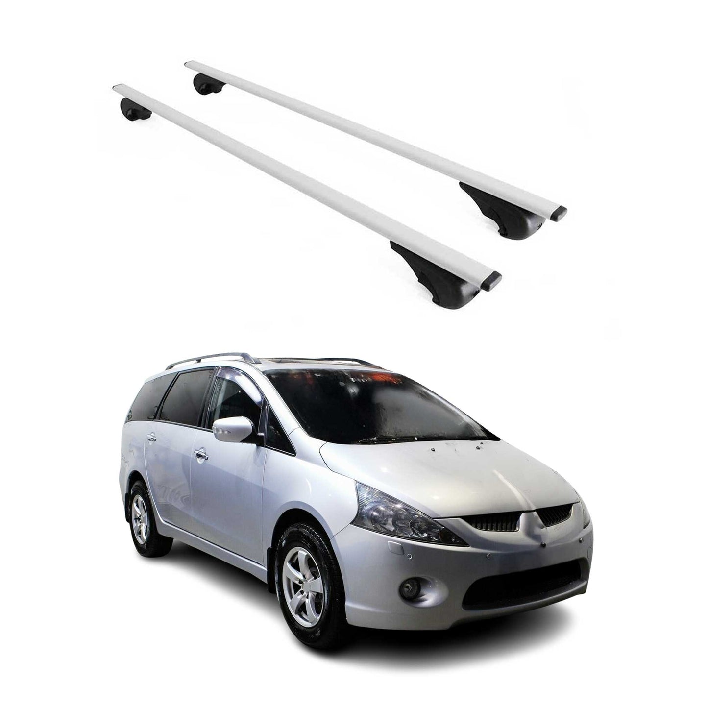 Portbagaj de plafon pentru Mitsubishi Grandis 2004-2010 75kg metal argintiu 2 buc