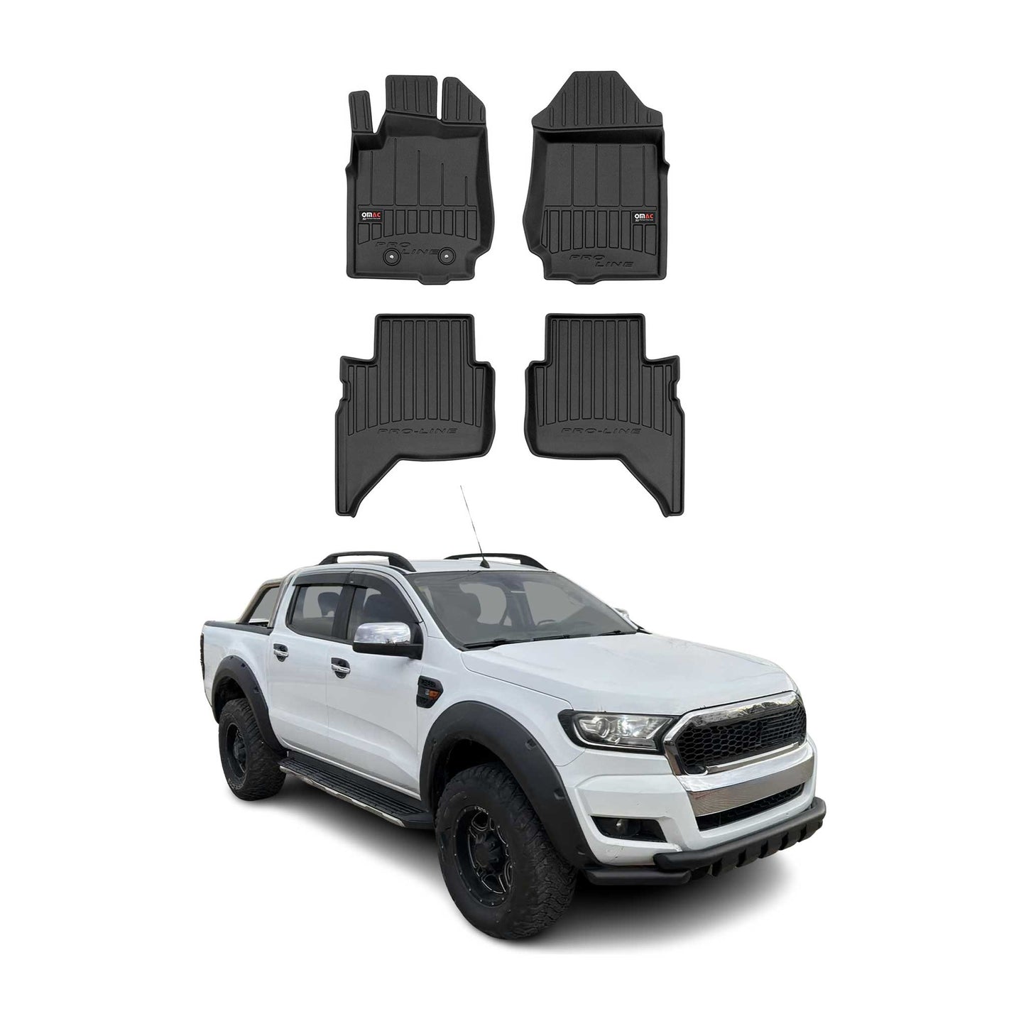 Covorașe auto Ford Ranger 2011-2024, TPE, negre, 4 buc.