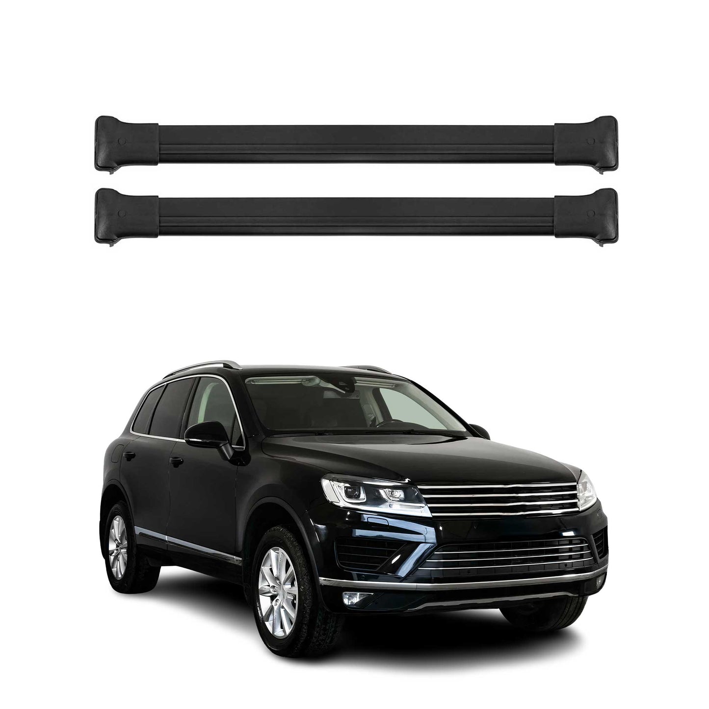 Portbagaj de plafon pentru VW Touareg mk2 2010-2018 75kg aluminiu negru 2 buc