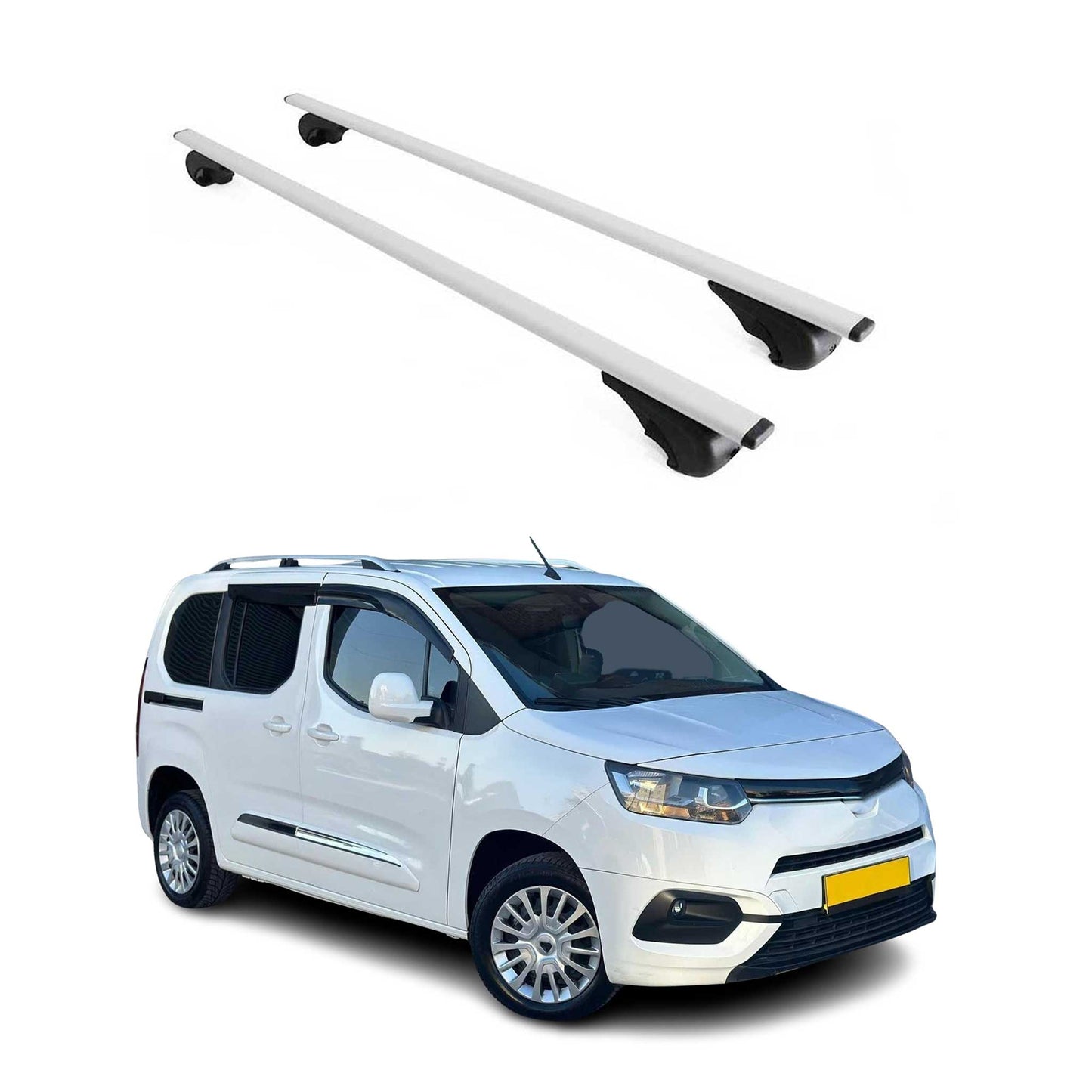 Portbagaj de plafon pentru Toyota Proace City 2019-2025 75kg metal argintiu 2 buc