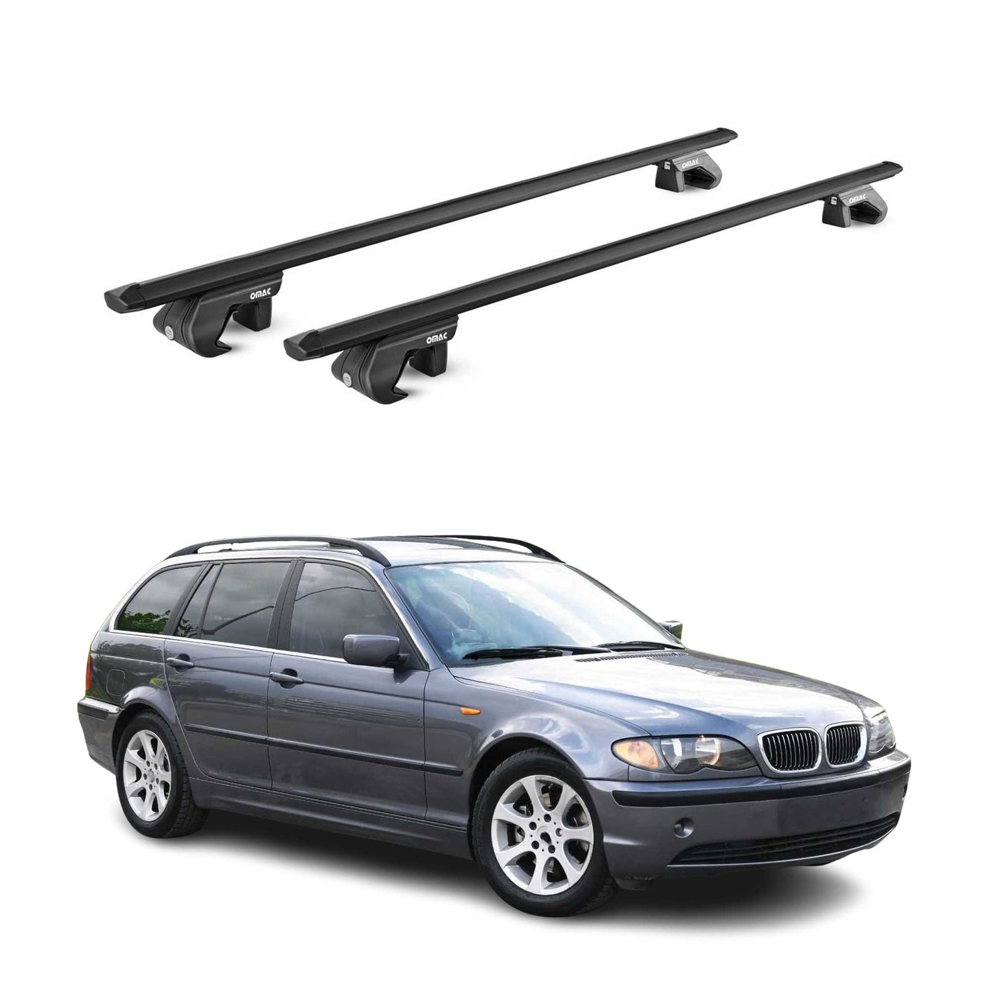 Dachträger für BMW 3er Touring E46 1999-2005 5 tür 90kg Alu Schwarz 2x ABE