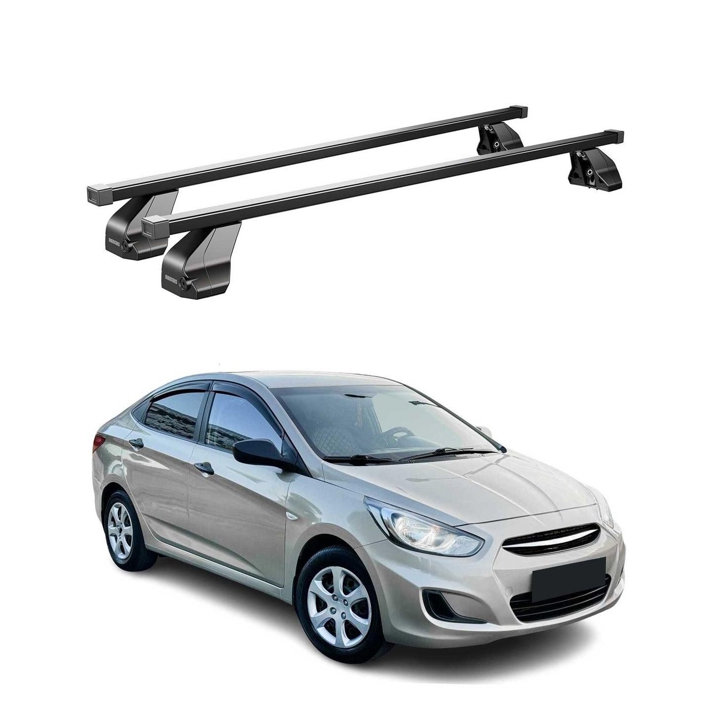 Menabo Dachträger Grundtäger für Hyundai Accent 2010-2017 75kg Stahl Schwarz 2x