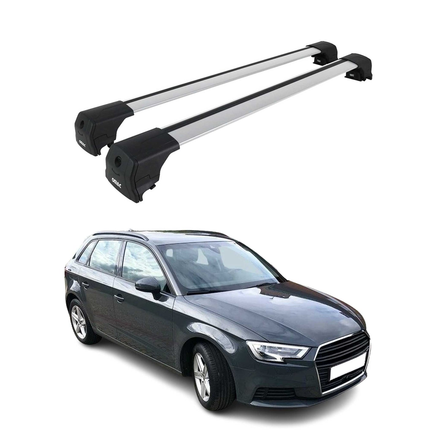 Dachträger Grundtäger für Audi A3 8V Sportback 2012-2020 75kg Alu Silber 2 tlg