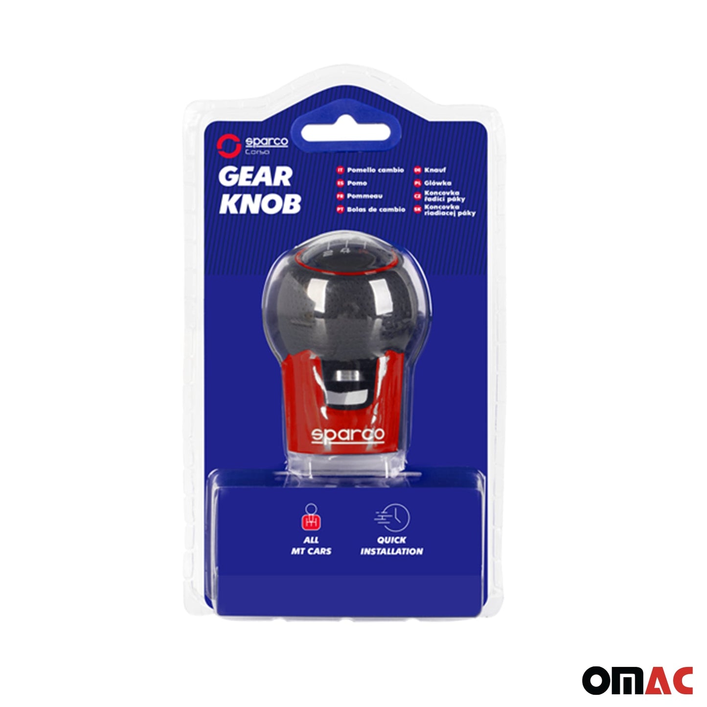 SPARCO Schaltknauf Schalthebel Schaltknopf Aluminium Kunstleder Mattrot