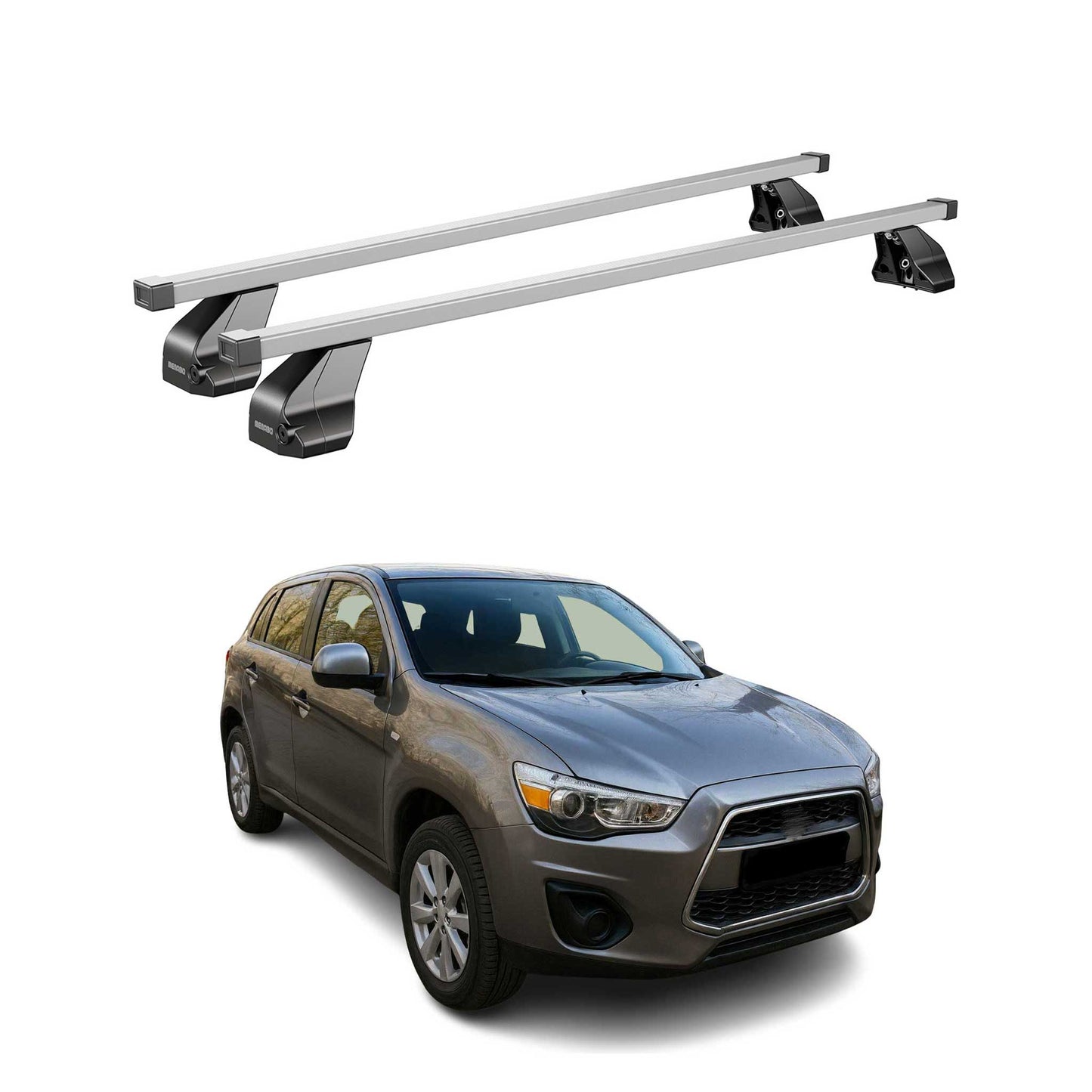 Menabo Dachträger für Mitsubishi Outlander Sport 2010-2015 75kg Stahl Silber 2x