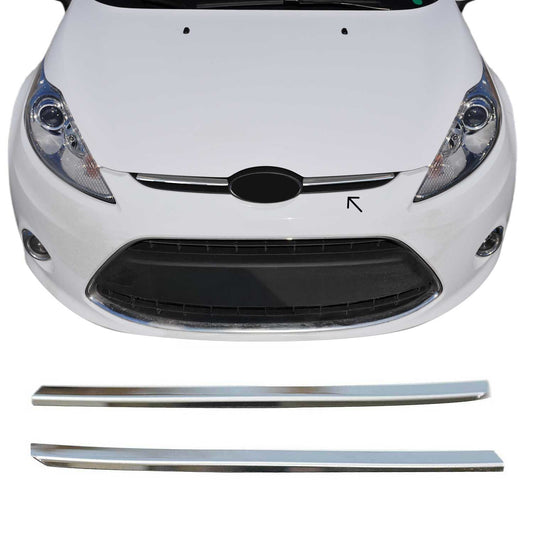 Benzi decorative grilă auto pentru Ford Fiesta 2008-2019, oțel inoxidabil, argintiu, 2 bucăți