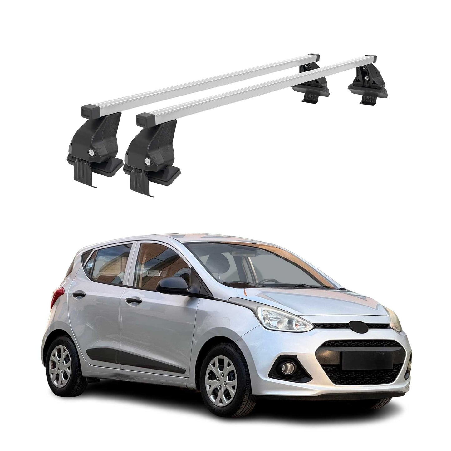 Menabo Dachträger Grundtäger für Hyundai i10 2007-2013 50kg Stahl Silber 2 tlg