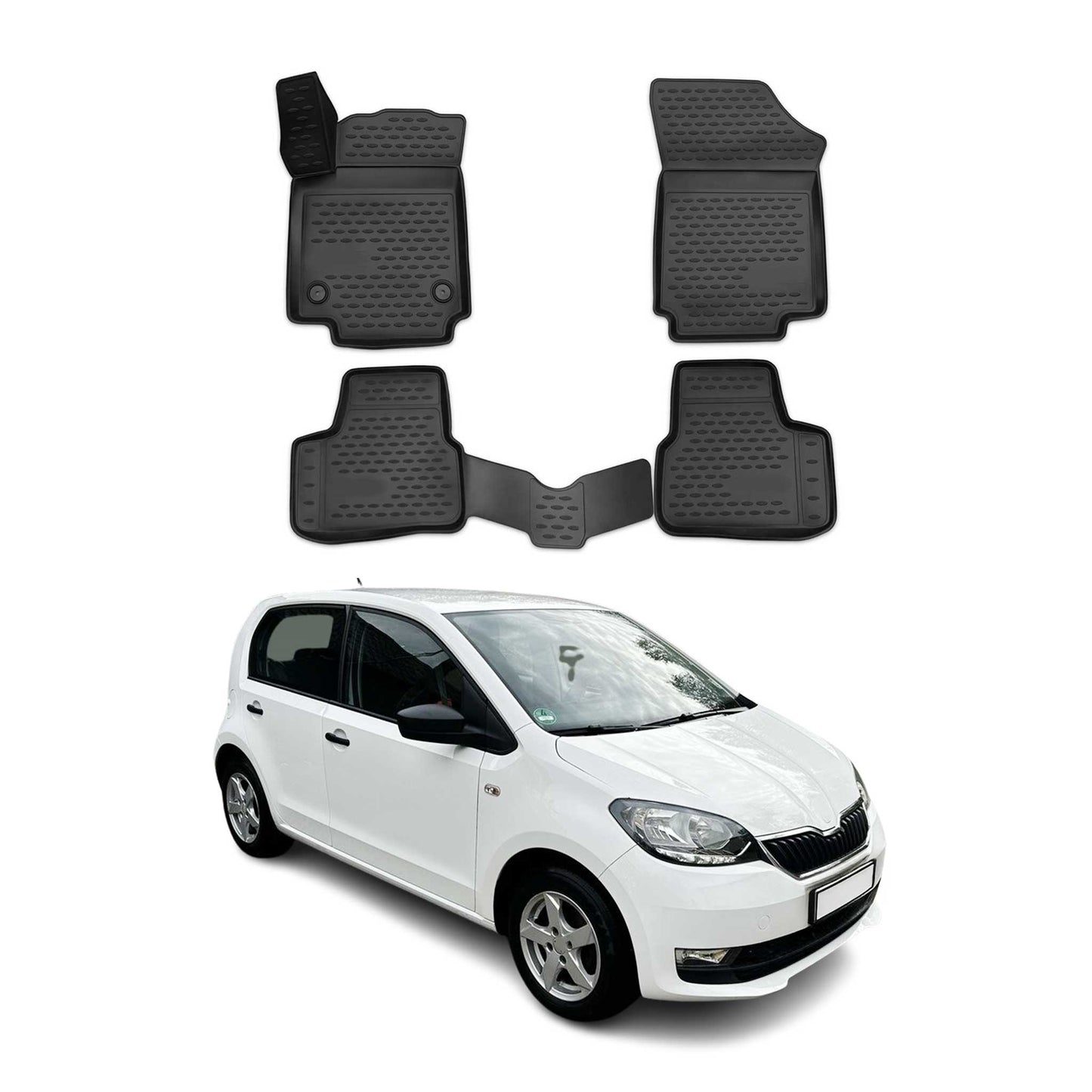 2011-2025 Skoda Citigo Fußmatten TPE Schwarz 4 tlg