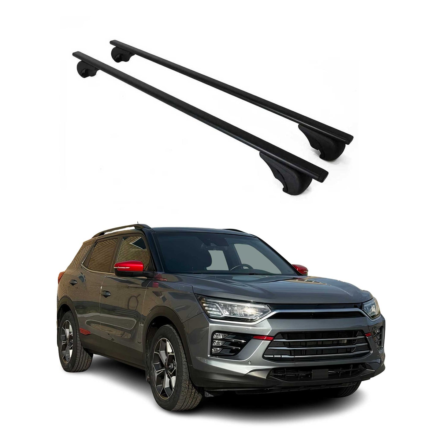 Portbagaj de plafon pentru Ssangyong Korando 2019-2025 75kg, negru metalic, 2 buc.