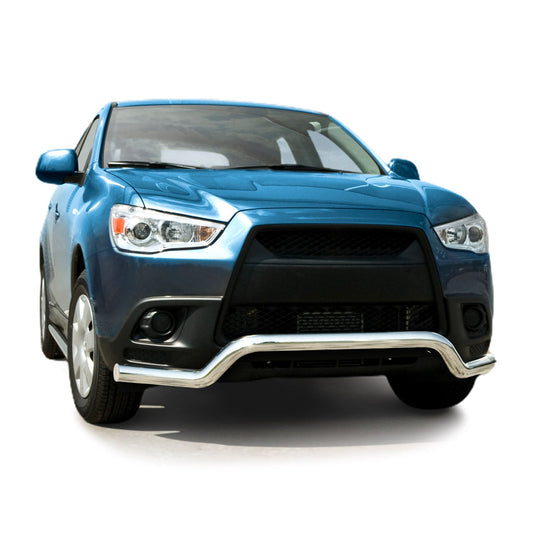 Bară de protecție/buton față pentru Mitsubishi ASX 2010-2013, argintie, cu ABE (omologare de tip germană), oțel