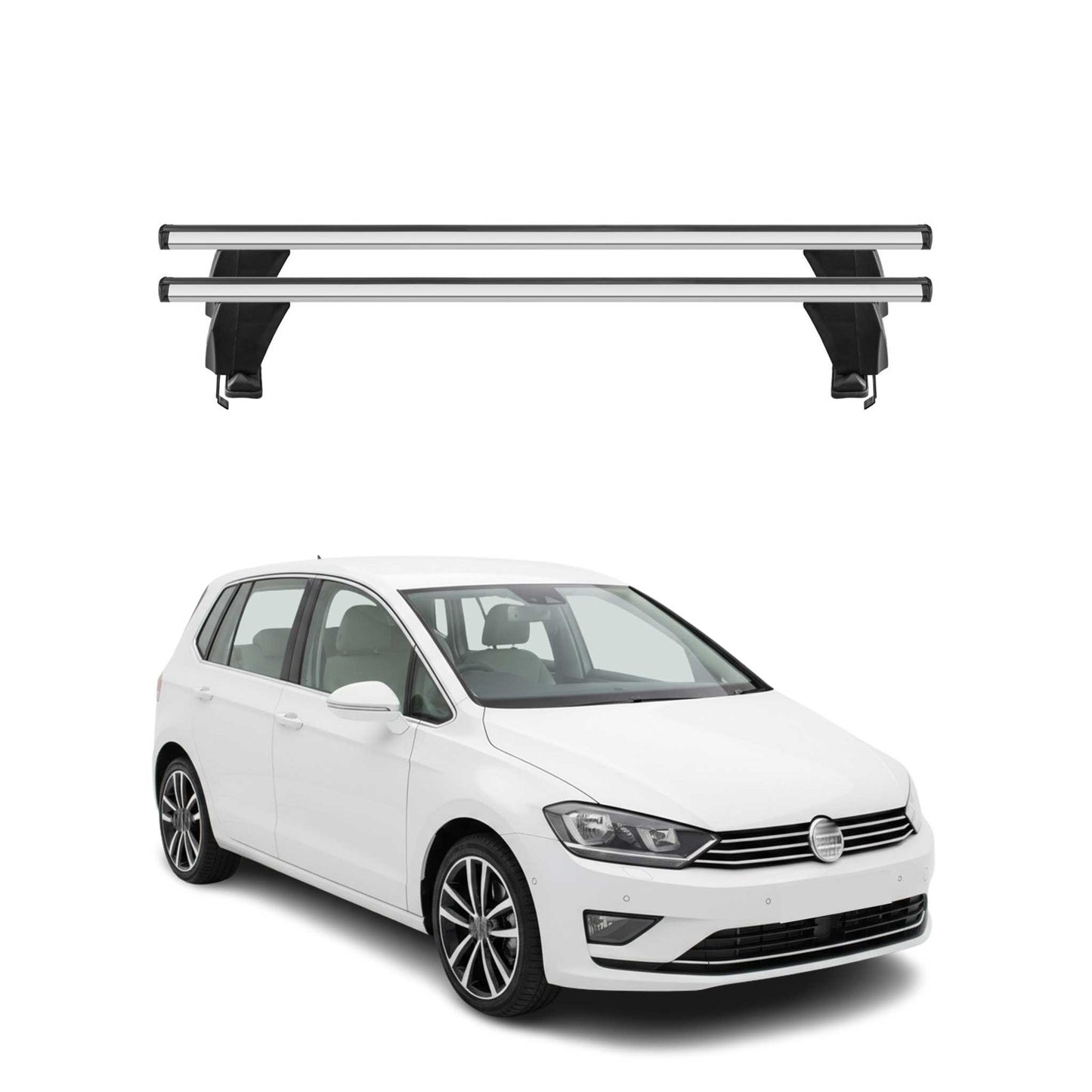 Menabo Dachträger Grundtäger für VW Golf Sportsvan 2014-2020 50kg Alu Silber 2x