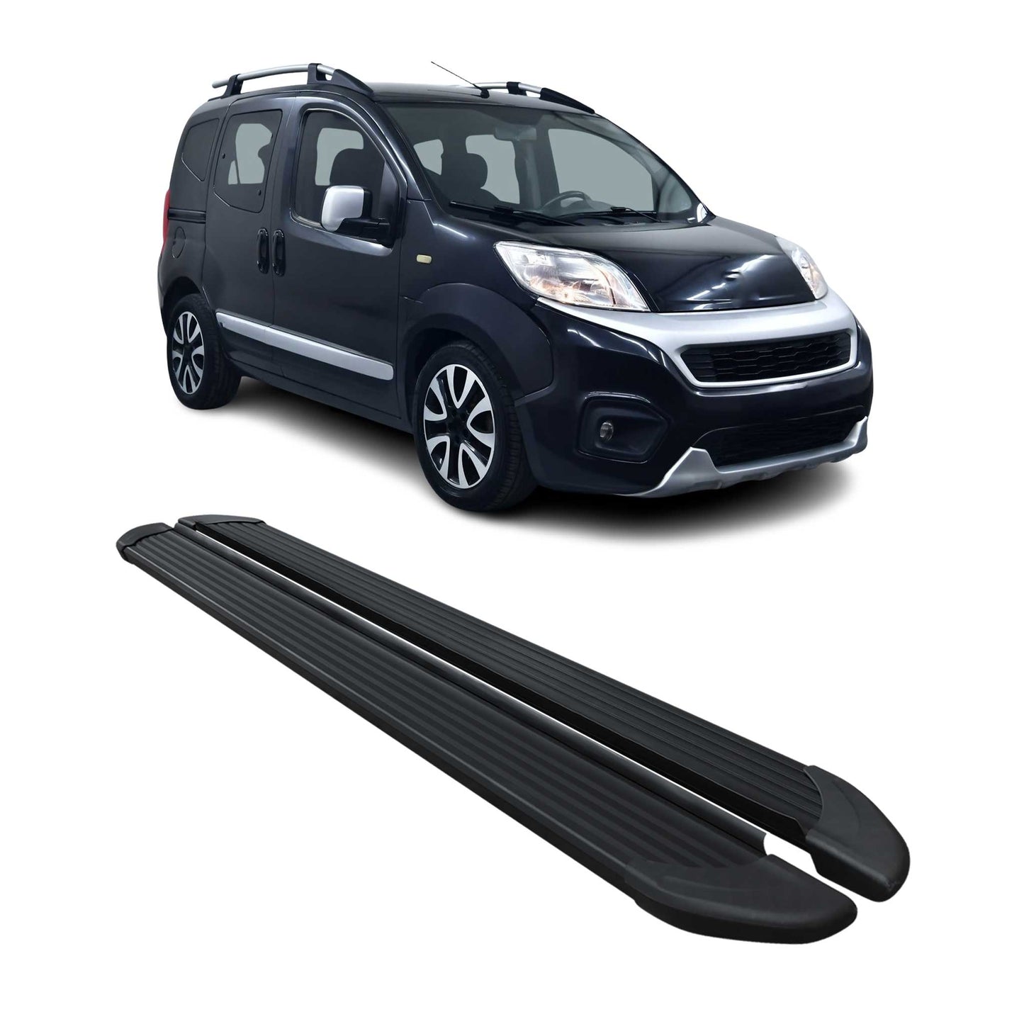 Seitenschweller Trittbretter Schweller für Fiat Fiorino 2008-2024 Alu Schwarz