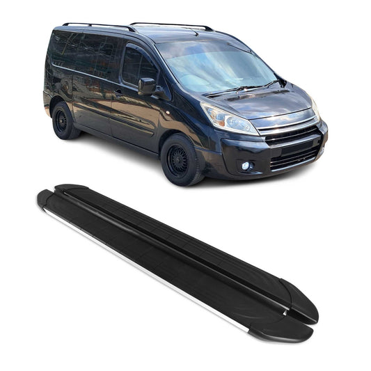 Trittbretter Seitenschweller für Citroen Jumpy 2006-2016 L2 Alu Schwarz Grau