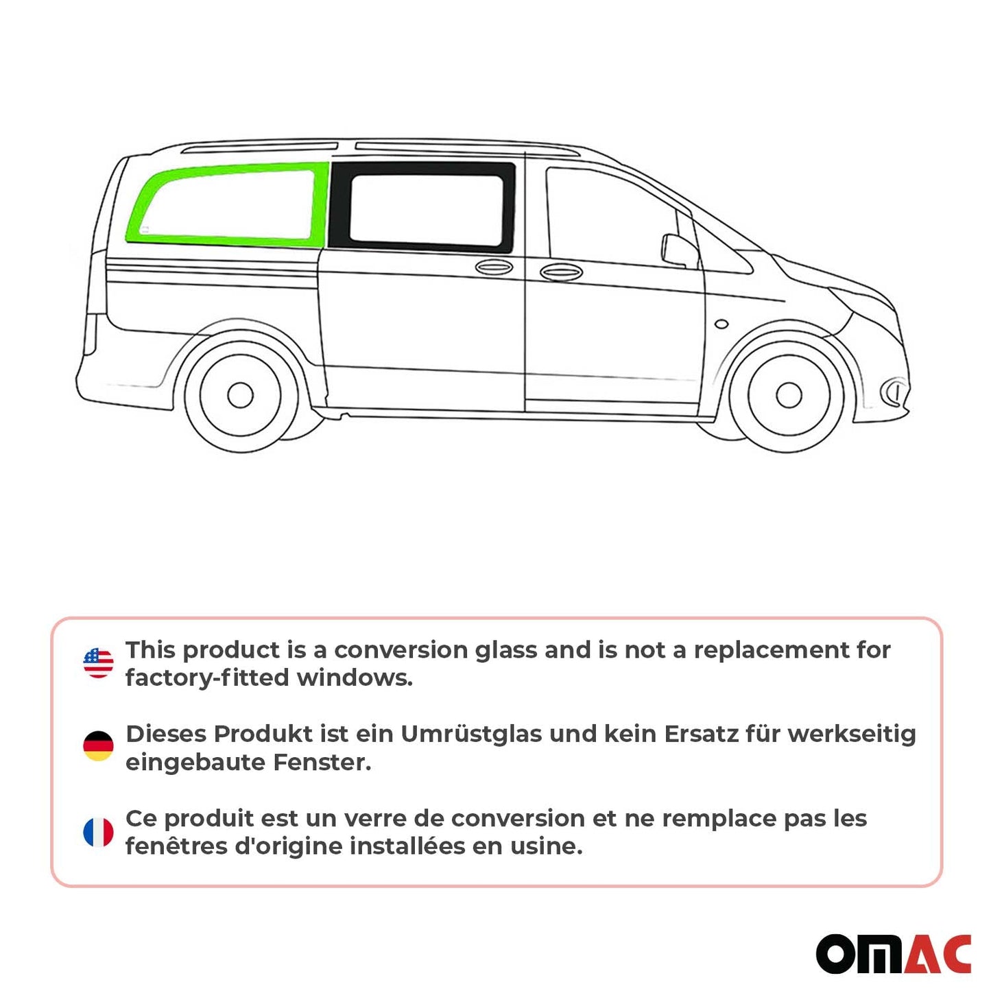 Seitenfenster Auto für Mercedes Vito W447 2014-2025 Rechts L2