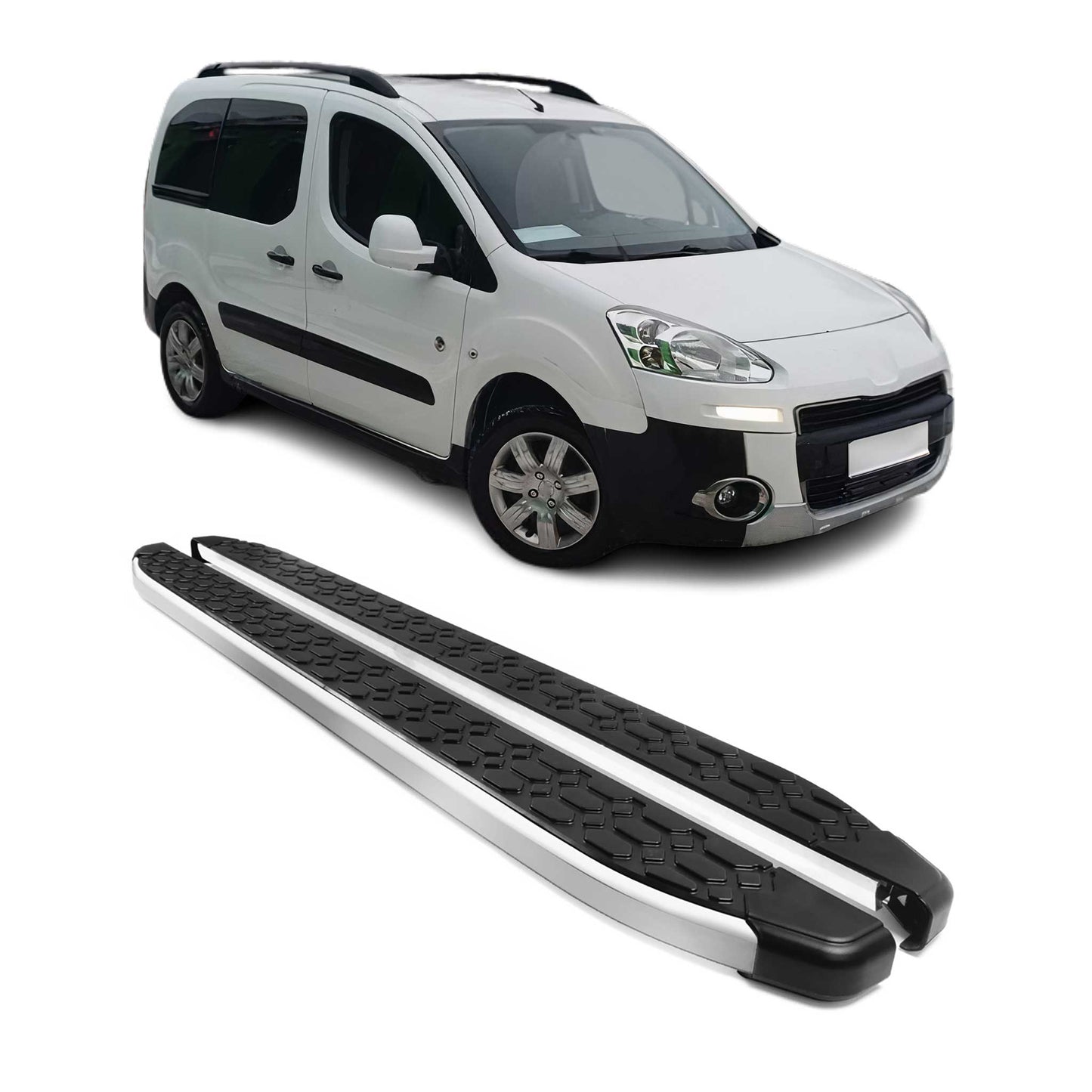 Praguri/praguri laterale din aluminiu pentru Peugeot Partner Tepee 2008-2018, negre
