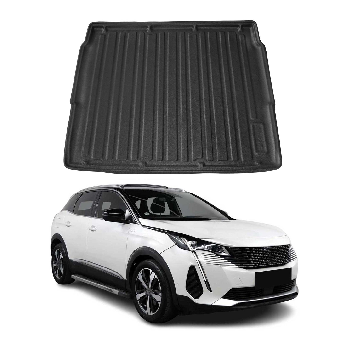 Kofferraumwanne Laderaumwanne für Peugeot 3008 2016-2024 Obere Gummi TPE Schwarz