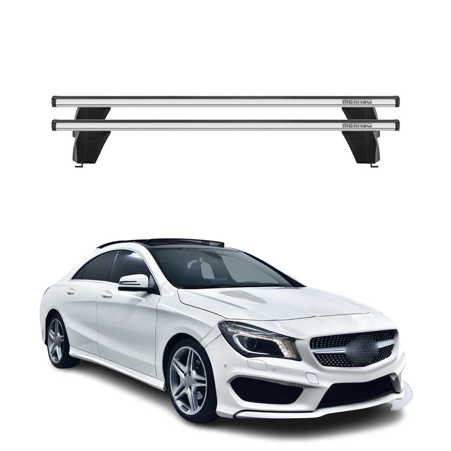 Menabo Dachträger Grundtäger für Mercedes CLA C117 2013-2019 75kg Alu Silber 2x