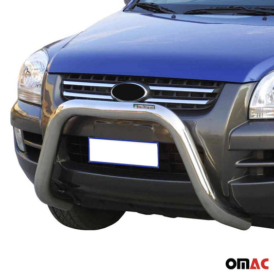Bară de protecție/buton față pentru Kia Sportage 2004-2008, ø76mm, oțel, argintiu, protecție