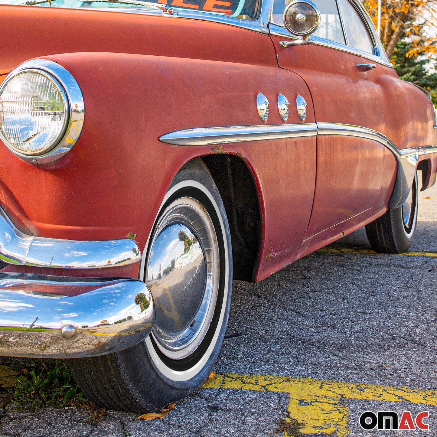 4x Weißwandringe Weißwandreifen 15 Zoll Schwarz Weiß Echt Gummi Auto Tuning