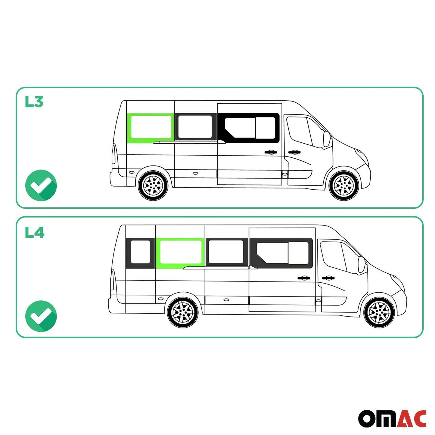 Seitenfenster Auto Fenster für Opel Movano 2010–2021 Schiebetür Rechts L3 L4