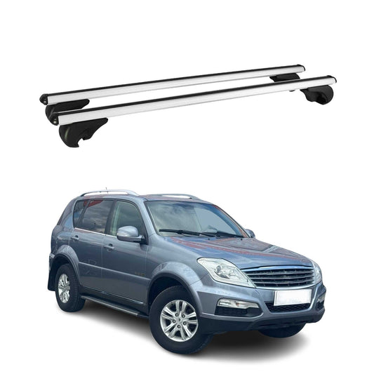 Portbagaj de plafon pentru SsangYong Rexton 2012-2025 75kg aluminiu argintiu 2 buc