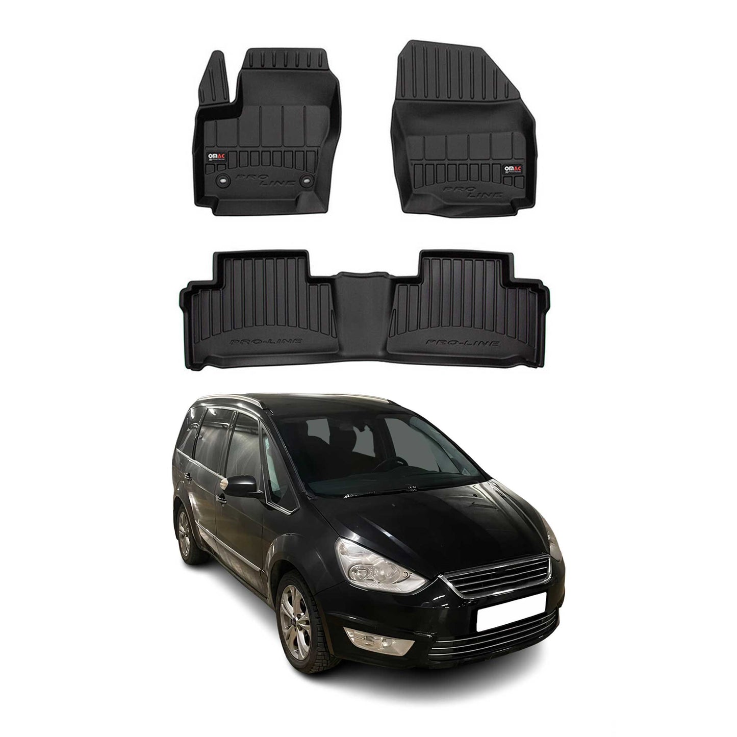 OMAC Gummi Fußmatten für Ford Galaxy 2006-2015 Premium TPE Automatten Schwarz 3x